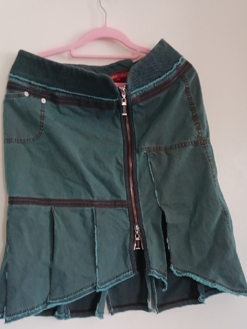 Teal Tiered Zip-Front Women's Skirt